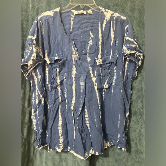 Cafe Marrakesh Tops - Women's Cafe Marrakesh XL Tie Dye Oversized Short Sleeve Blouse